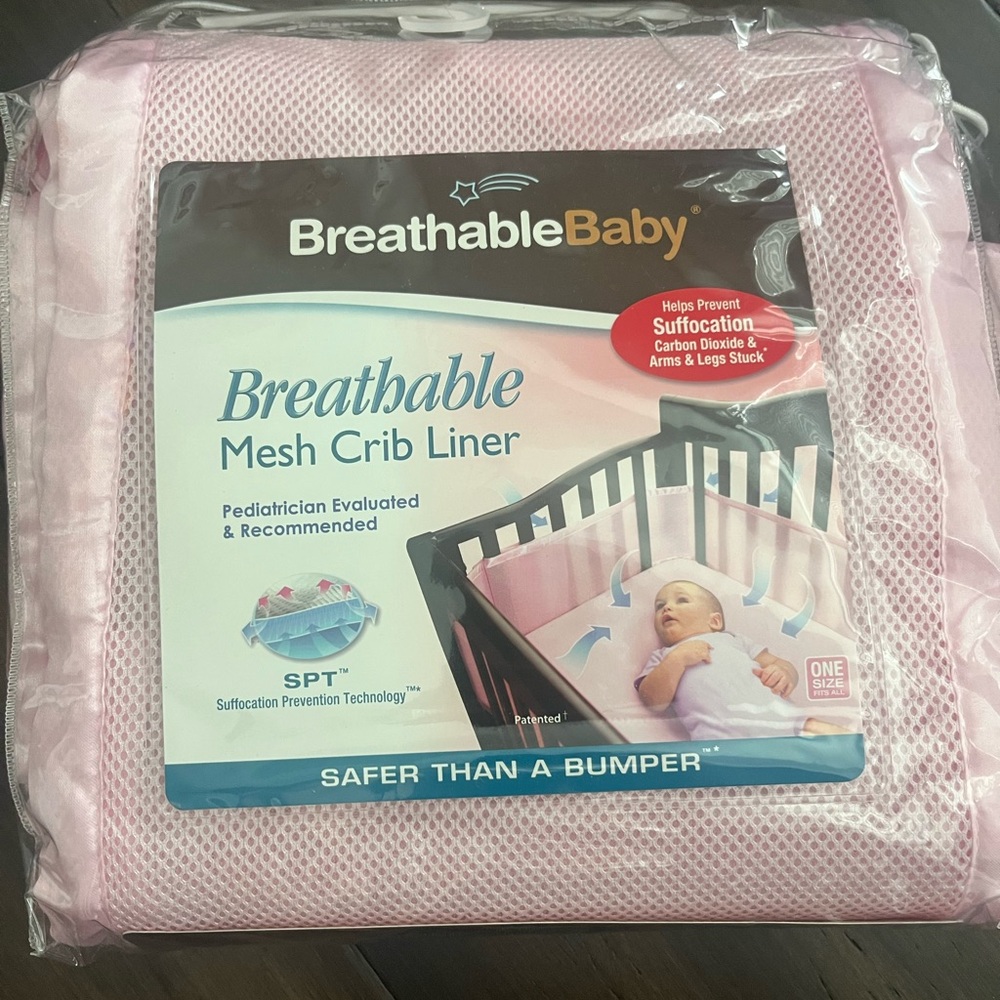 BreathableBaby Pink Mesh Crib Liner